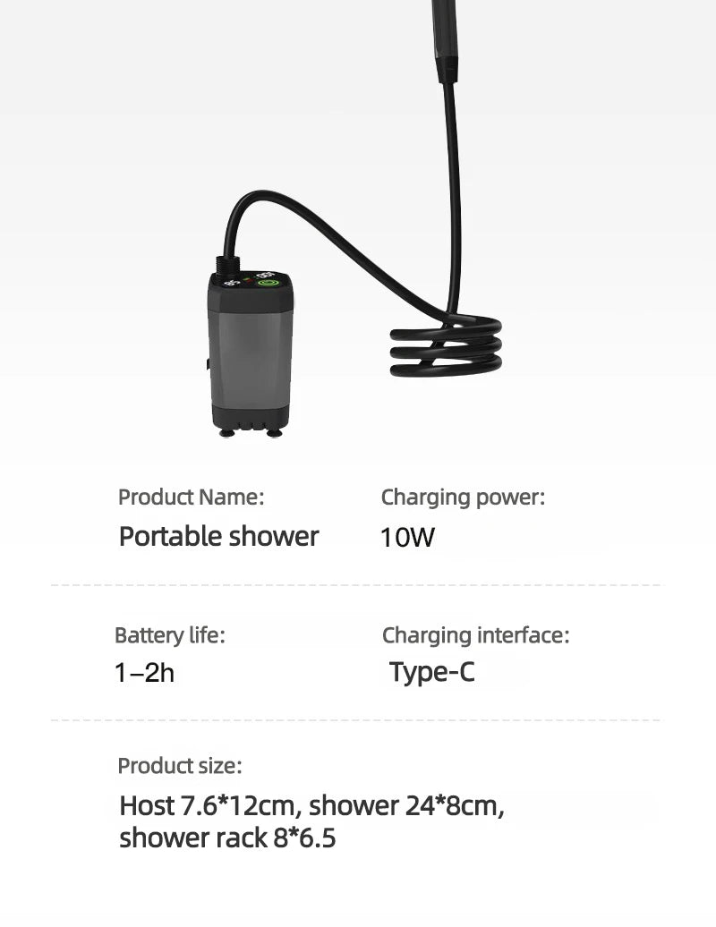 Camping Shower Equipment 6000mah Rechargeable Led Display Screen