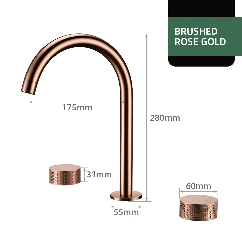 Gumetal Basin Faucet Cold Widespread Tap 360 Rotation