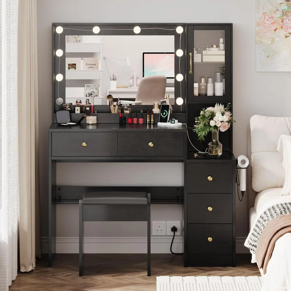 Makeup Vanity Lights & Charging Station Vanity Table