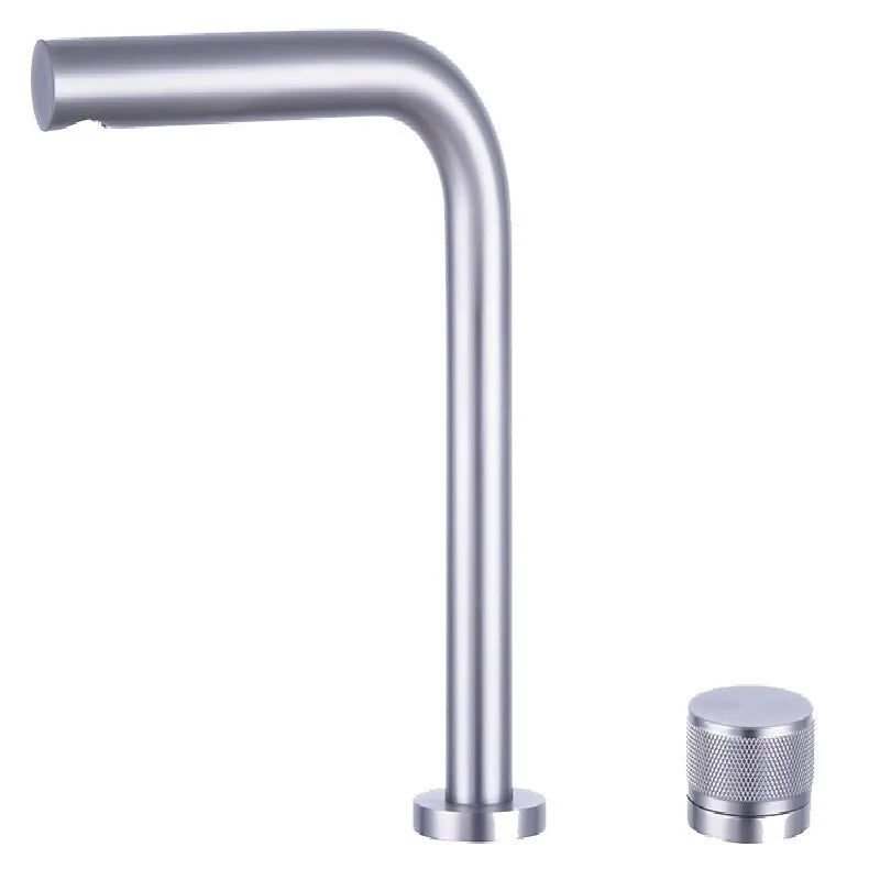 Brushed Rose Gold Basin Faucet Two Holes Gun