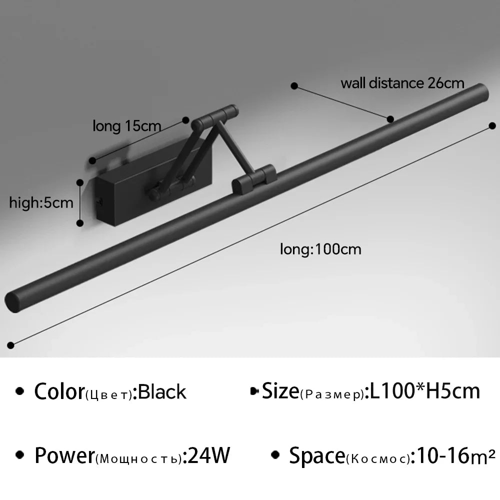 Modern Led Wall Lamp Bathroom Mirror Lamp Retractable