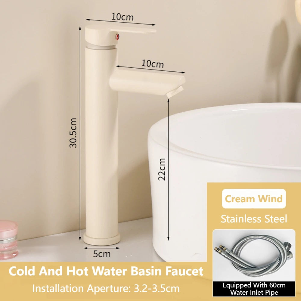 Milk White Handle Deck Mounted Basin Sink Faucet