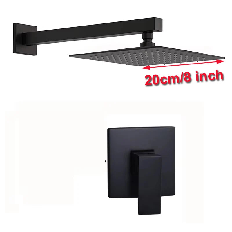 Matte Black Brass Bathroom Shower Faucets Lanos Rain