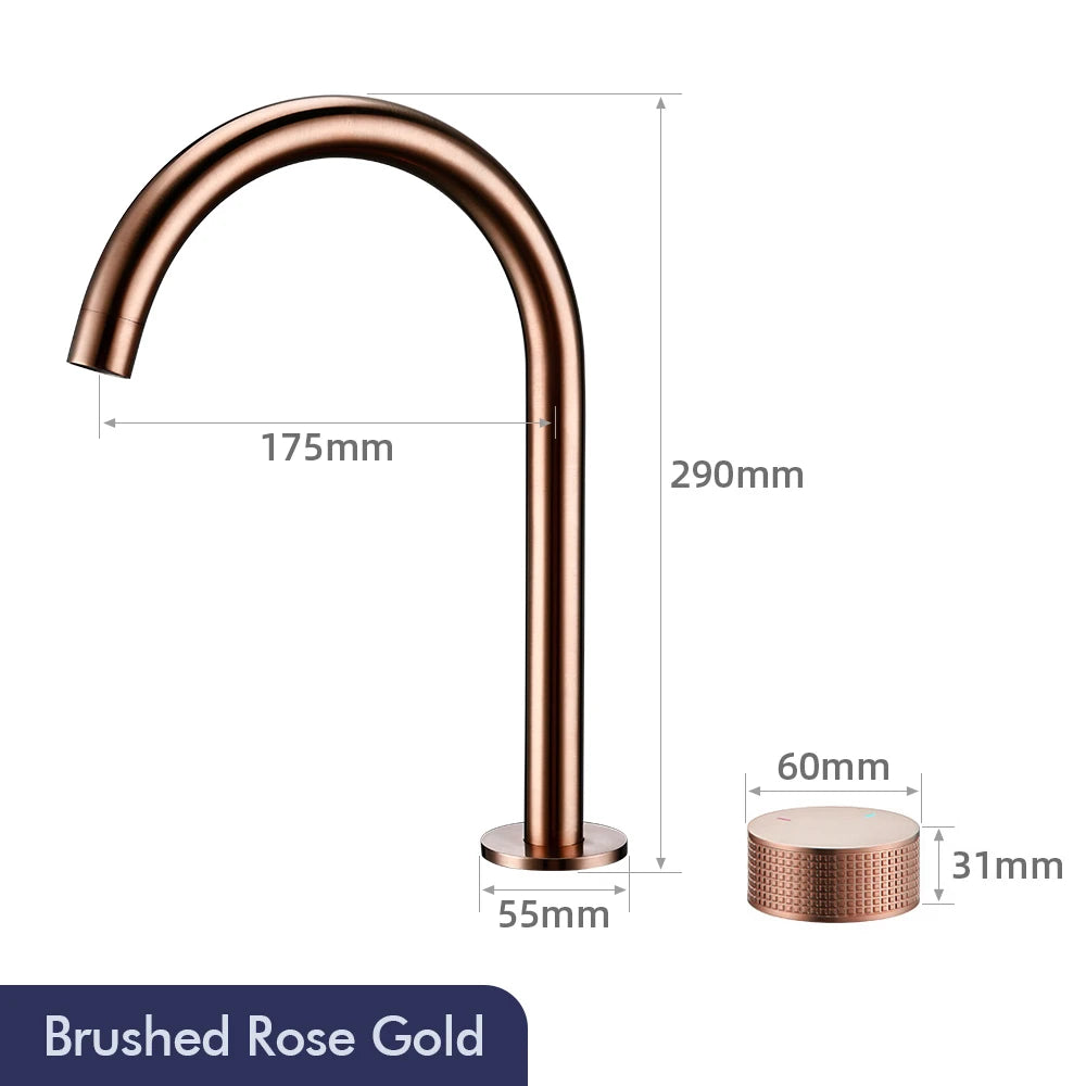Gunmetal Basin Faucet Knurled Switch 360 Rotating Spout