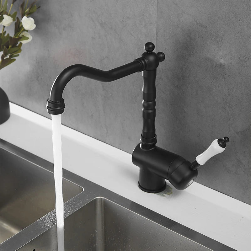 Brass Faucet Ceramic Handle Deck Mount Bathroom Basin