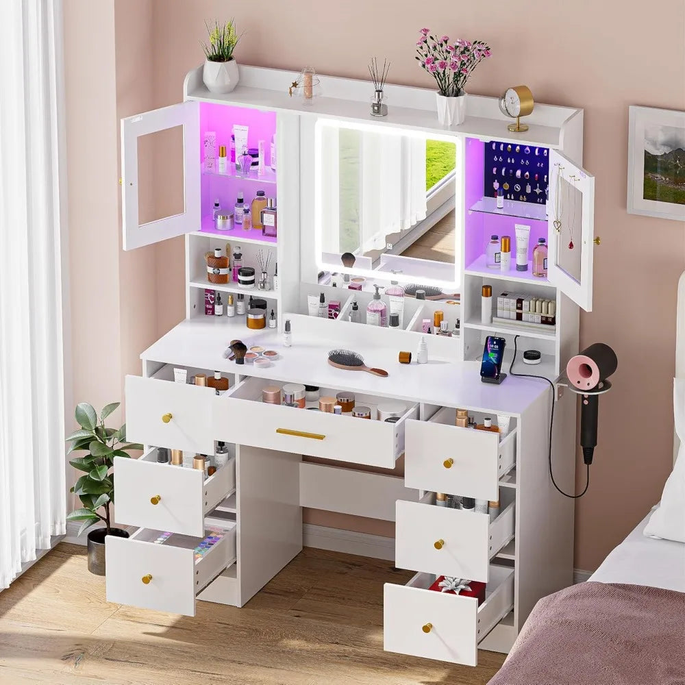 Makeup Vanity Desk Mirror Lights White Large Vanity