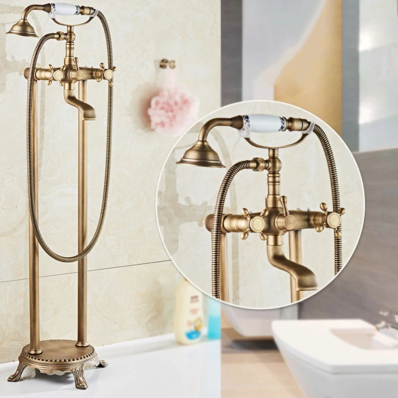 Brass Bathroom Faucet Bathtub Faucets 360 Rotation Floor