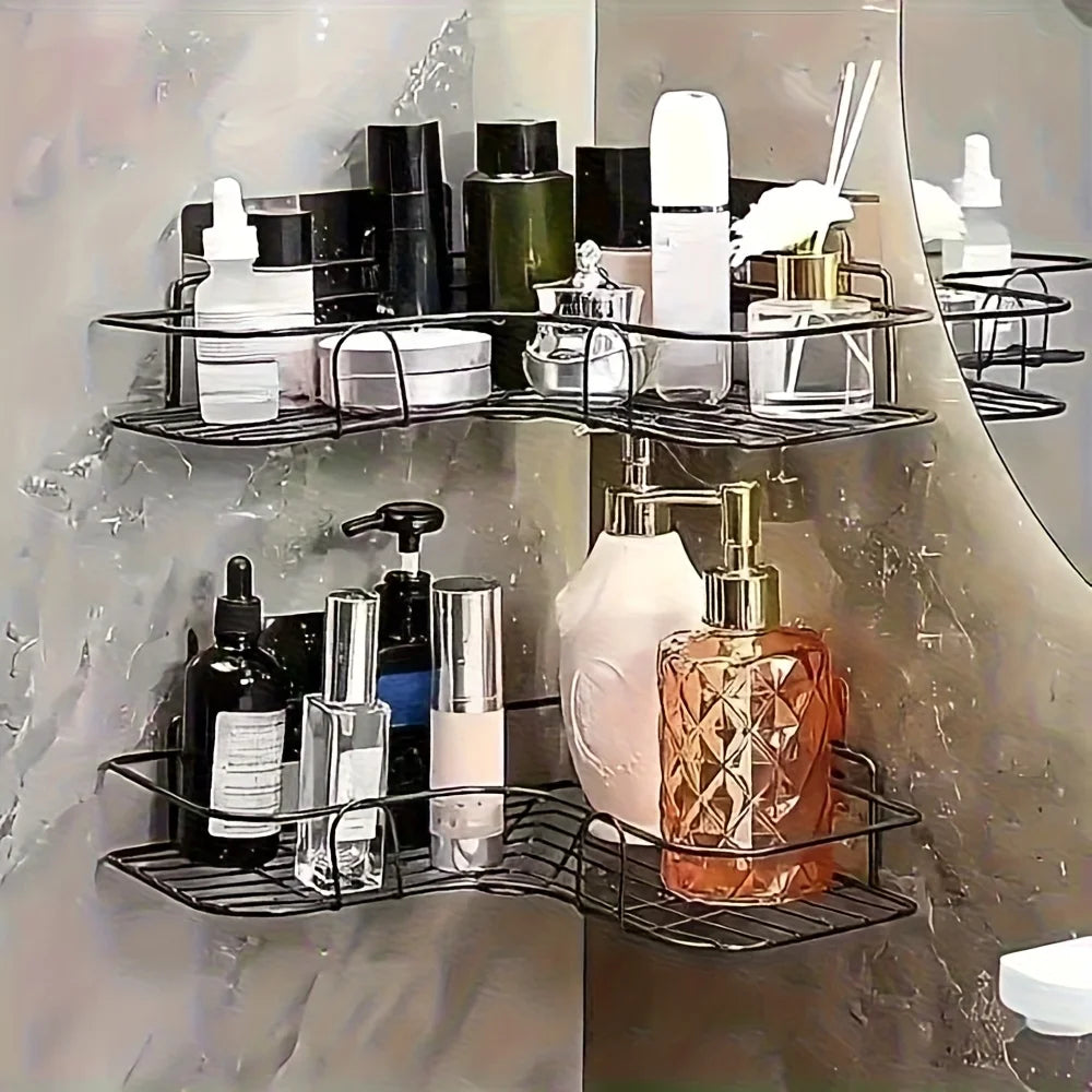 No-Drill Wall-Mounted Triangular Bathroom Shelf Corner Storage -