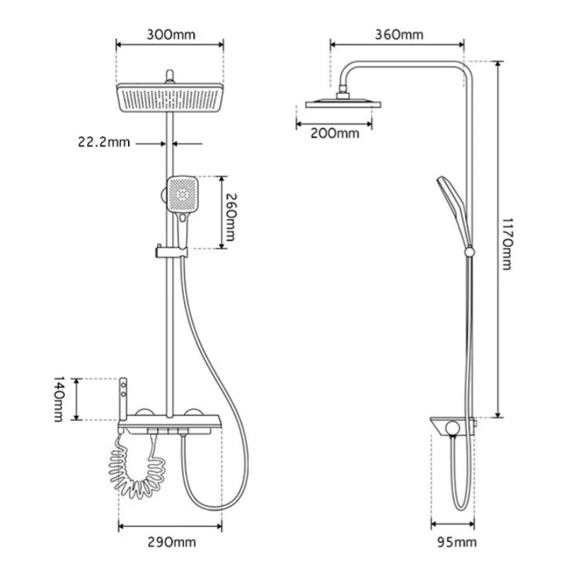 Cold Shower Shower Faucet System Digital Display Piano