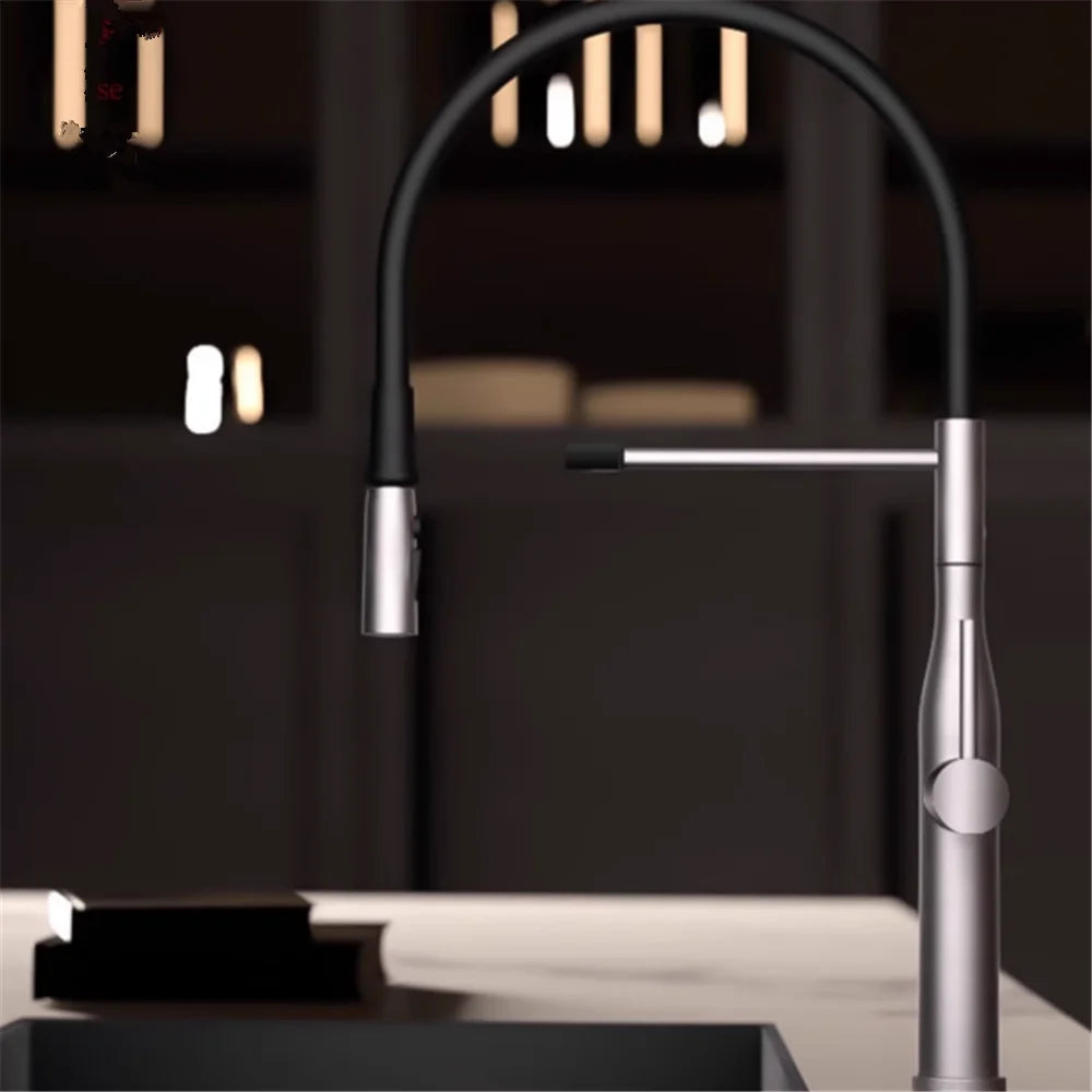 Brushed Gold Pull Out Faucet Gray Pull Out