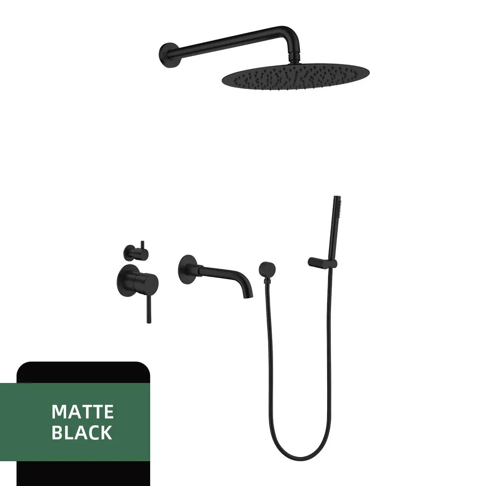 Brushed Gold Bathroom Faucet Shower System 3-Function Shower