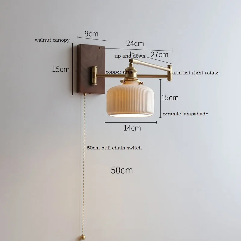 Iwhd Walnut Ash Wood Led Wall Lamp Sconce