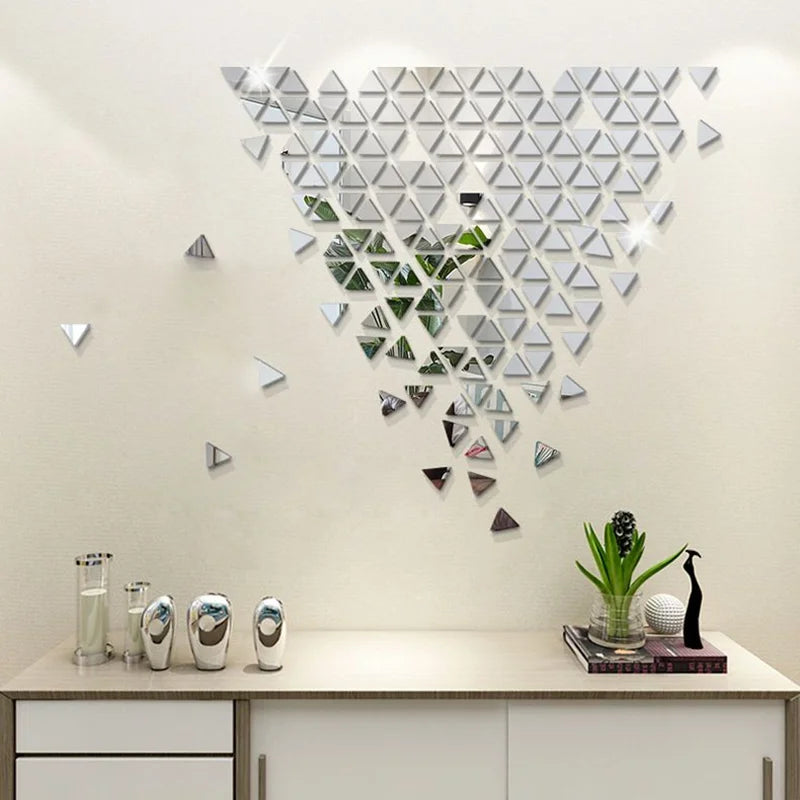 5cm/4cm Mirror Wall Sticker Acrylic Square/Heart 3d Wall