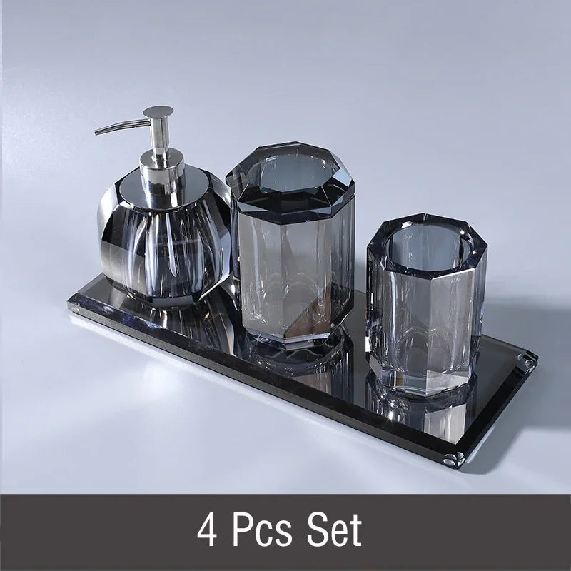 Light Luxury Crystal Glass Bathroom Lotion Bottle Transparent