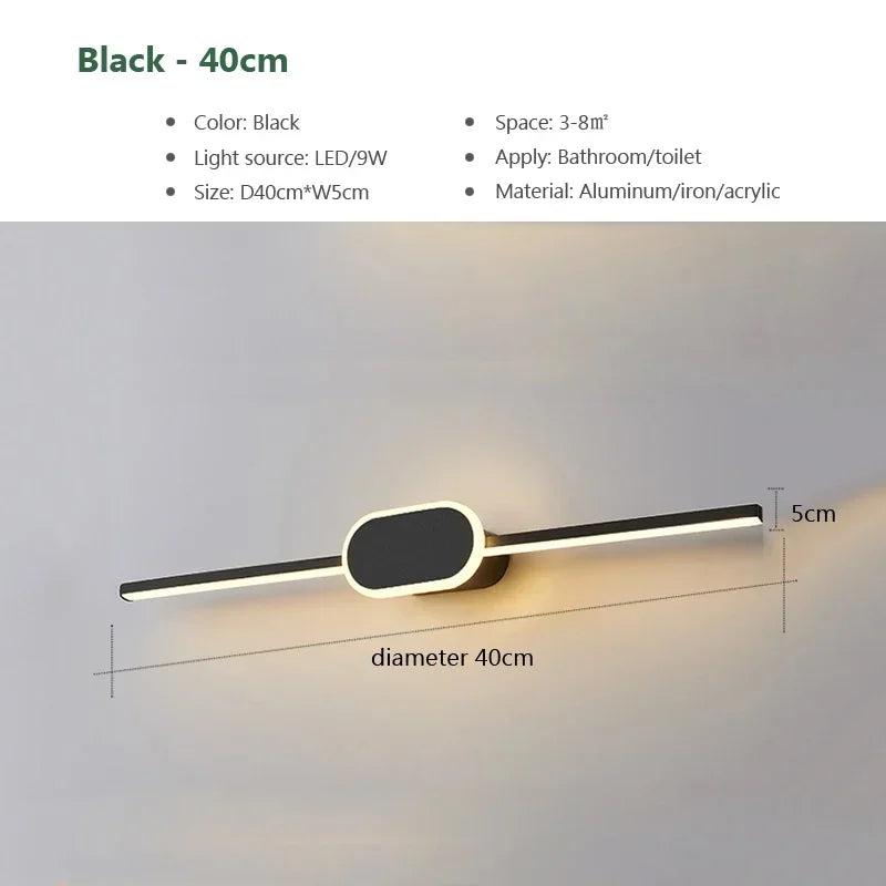 Modern Luxury Bathroom Wall Lamp Black White Aluminum