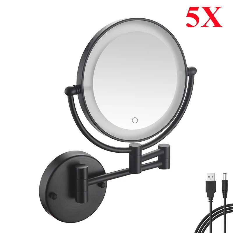 Brushed Nickel Touch Led Folding Bathroom Mirror 10x