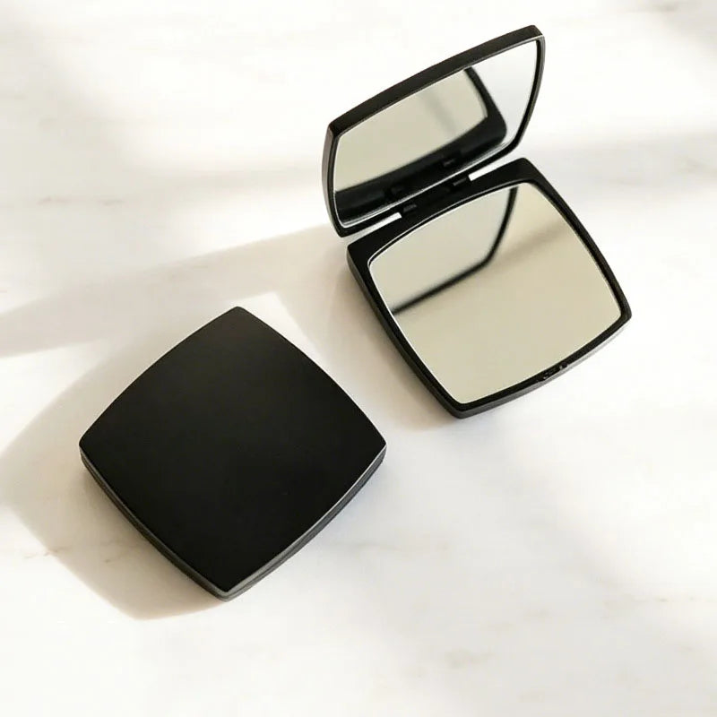 Personalized Engraved Compact Mirror Matte Black Pocket Makeup