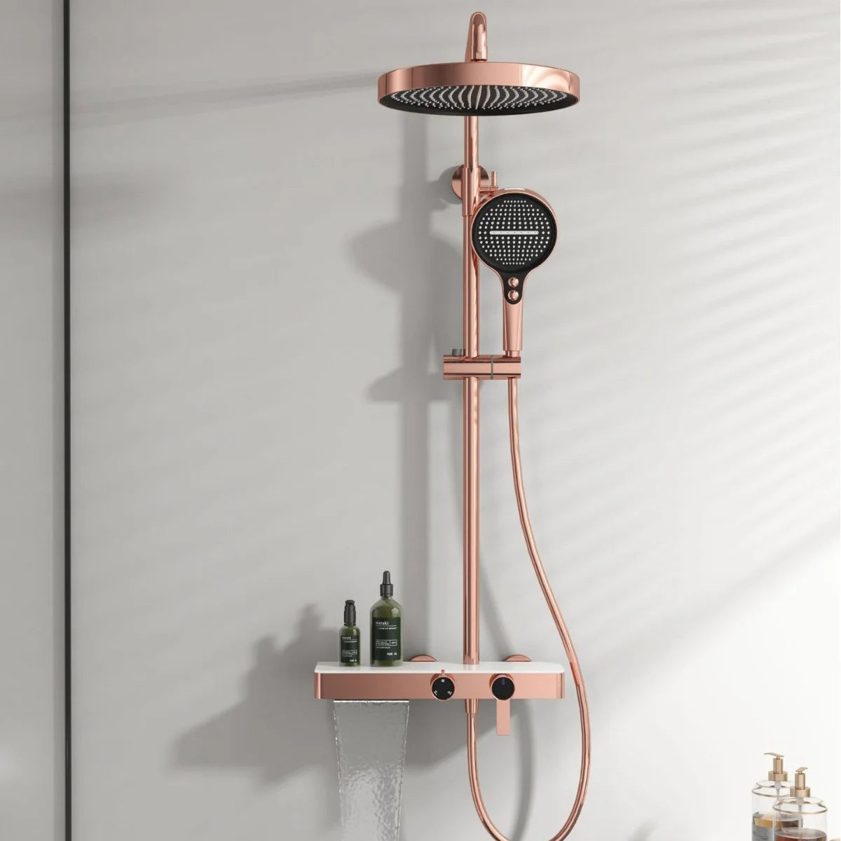 Kemaidi Rose Gold Bathroom Shower Rainfall Cold Control