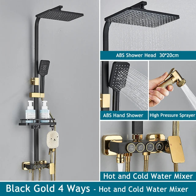Thermostatic Bathroom Shower System Solid Brass Bathroom Faucets