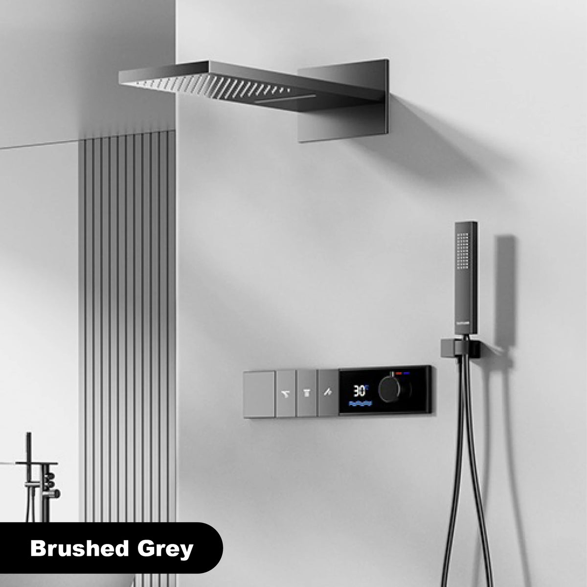 Gunmetal Luxury Brass Built-In Thermostatic Shower System Led