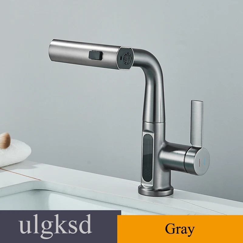 Lcd Bathroom Basin Faucet Digital Display Basin Tap
