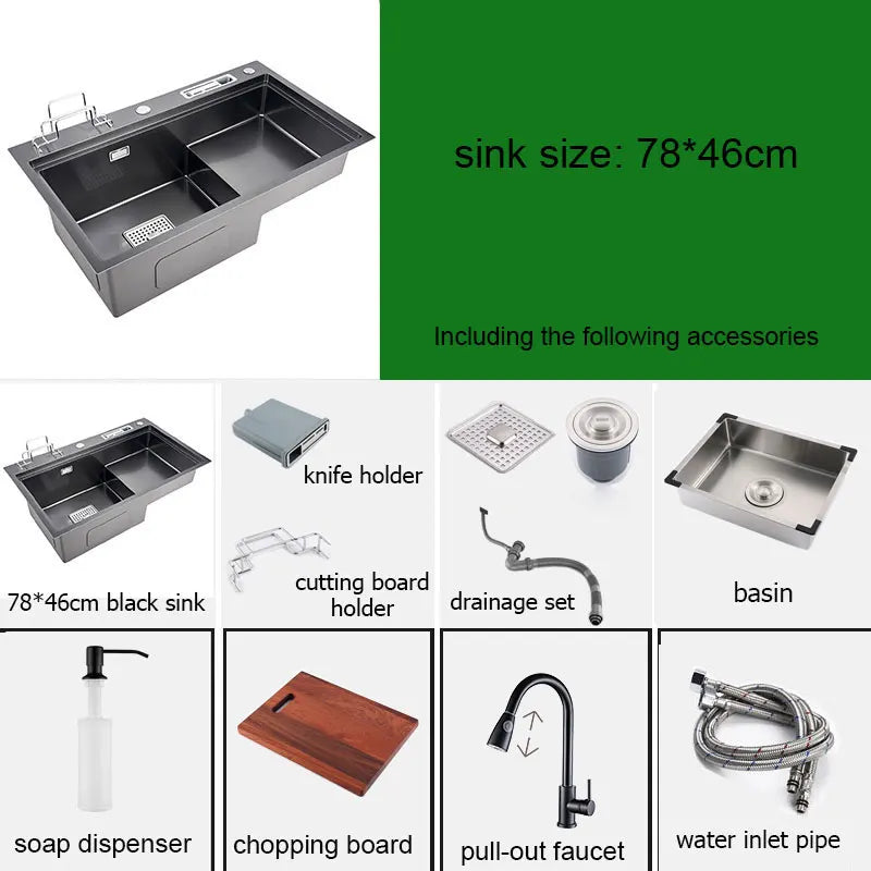 High Low Sink Water-Saving Design Matte Black Knife