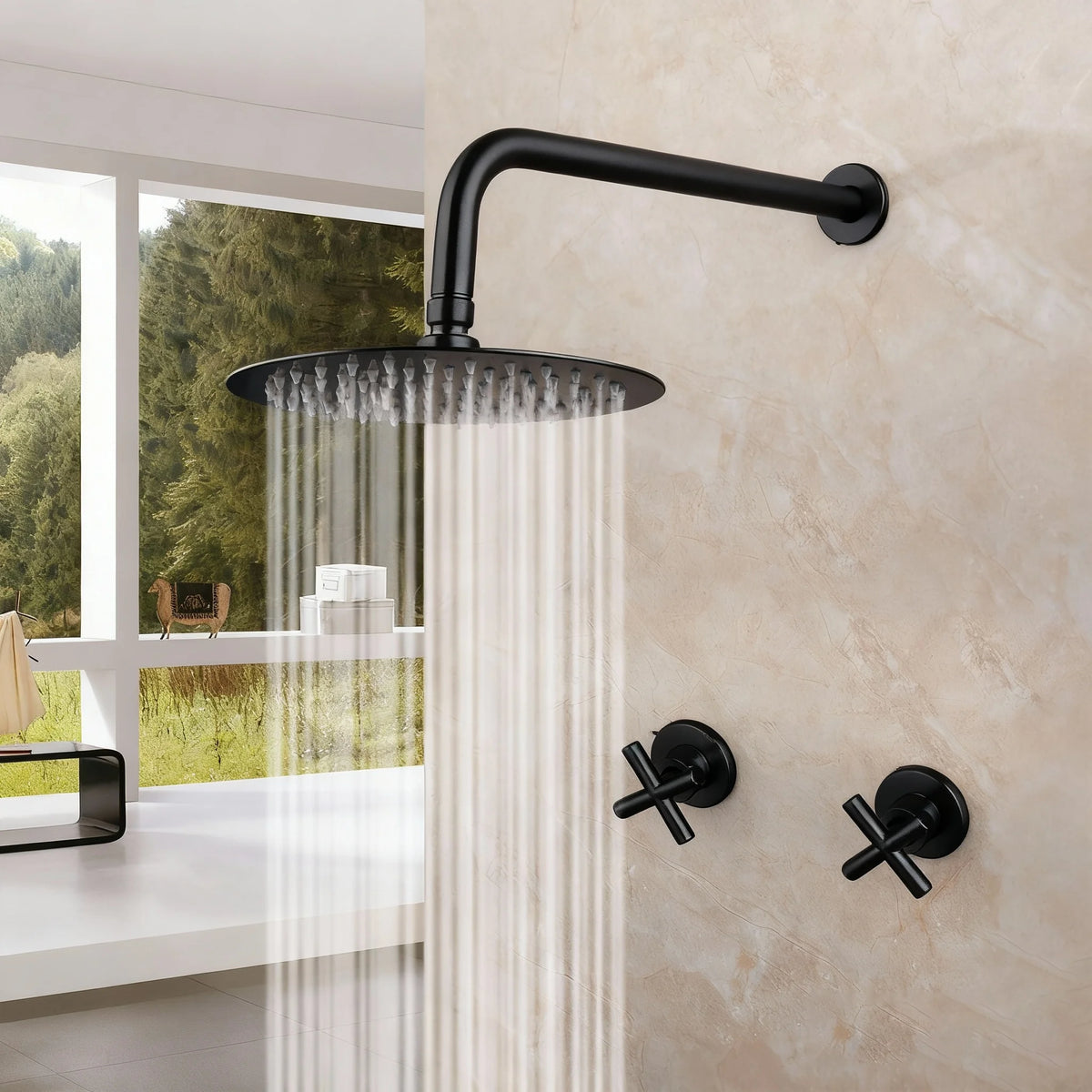 Jieni Inch Brushed Gold Rainfall Shower Faucet Sets