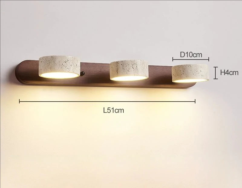 Rotatable Led Vanity Mirror Light Wabi Sabi Travertine