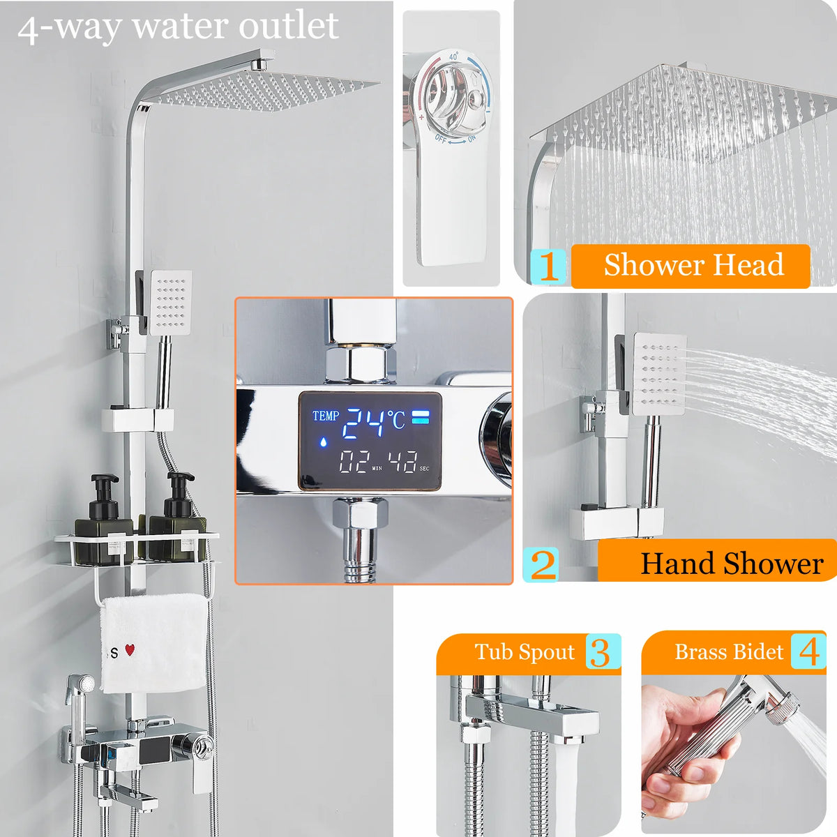 Ulgksd Thermostatic Shower Faucet Full Bathroom Rainfall Mixer