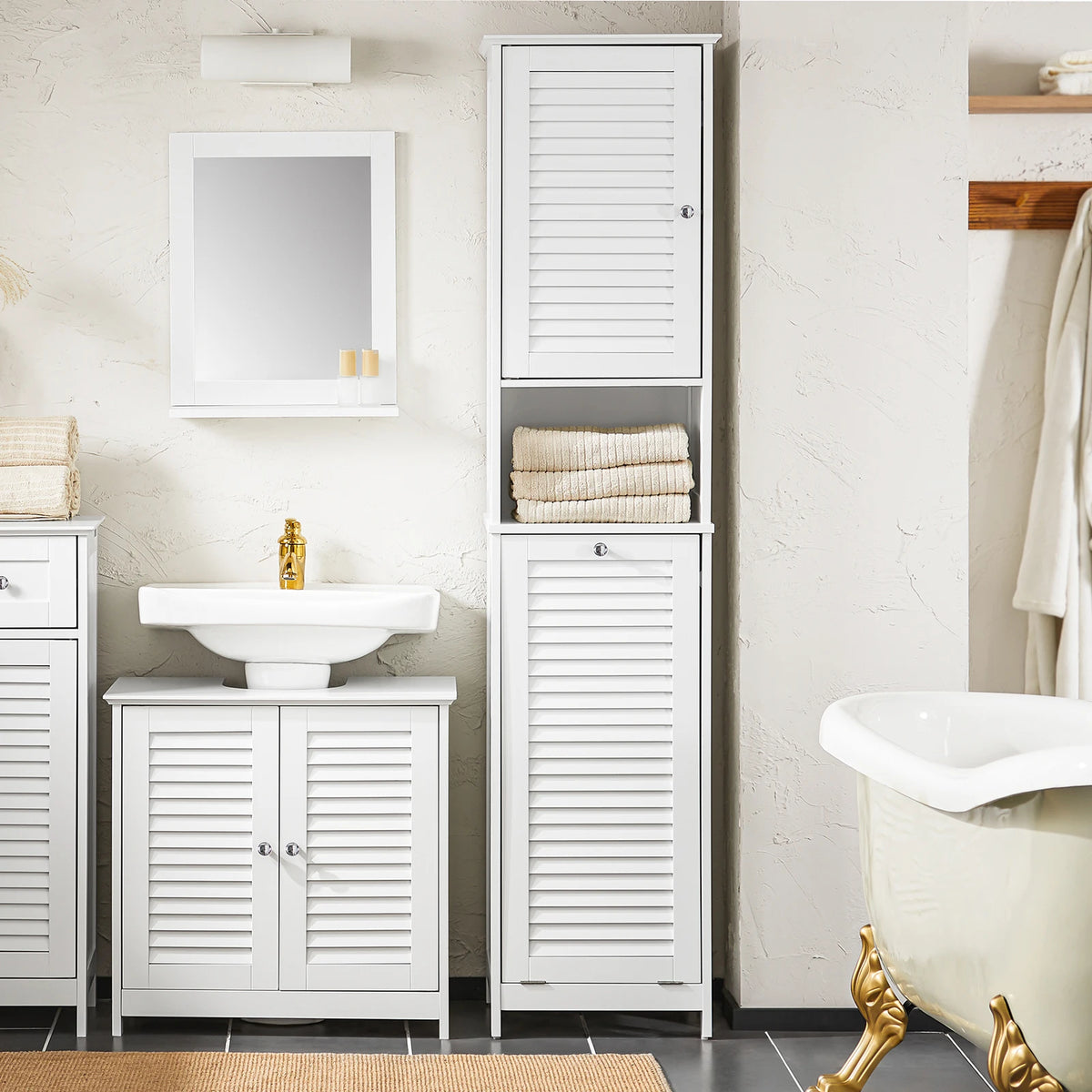 Sobuy Bzr124 High Wardrobe Fold-Out Laundry Bag Bathroom