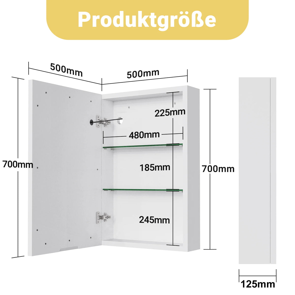 Rosahqnda Anti-Fog Bathroom Mirror Cabinet Led Lighting Height