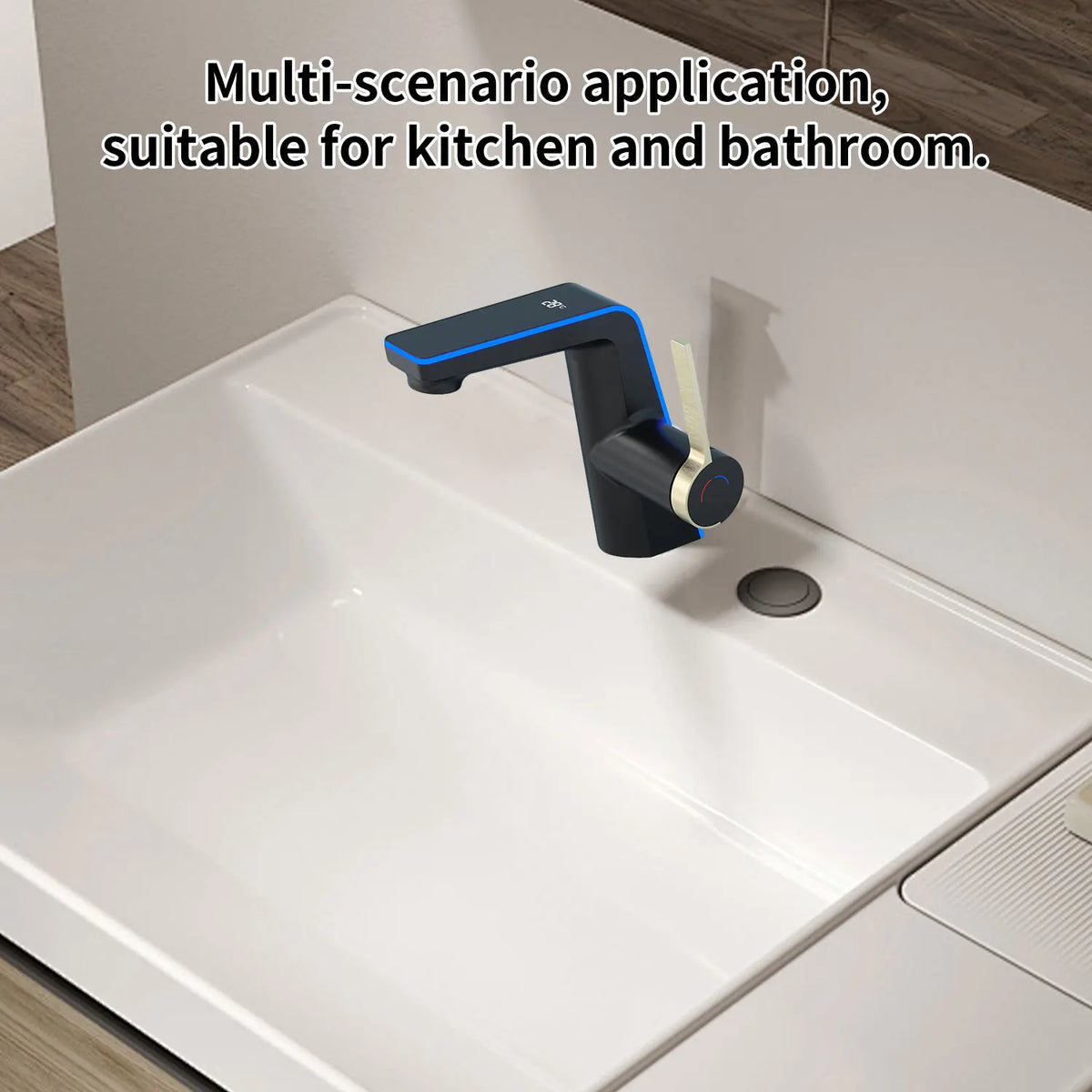 Bathroom Basin Faucet Led Digital Display Brass Dual