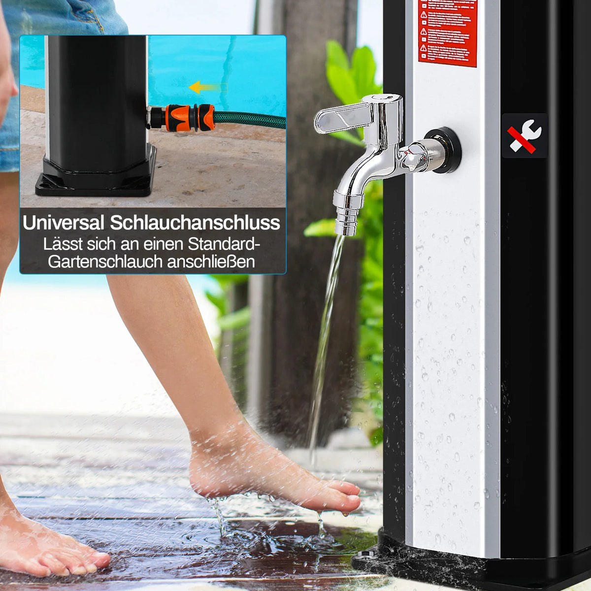 35l/40l/60l Solar Shower Column Panel Garden Beach Waterproof