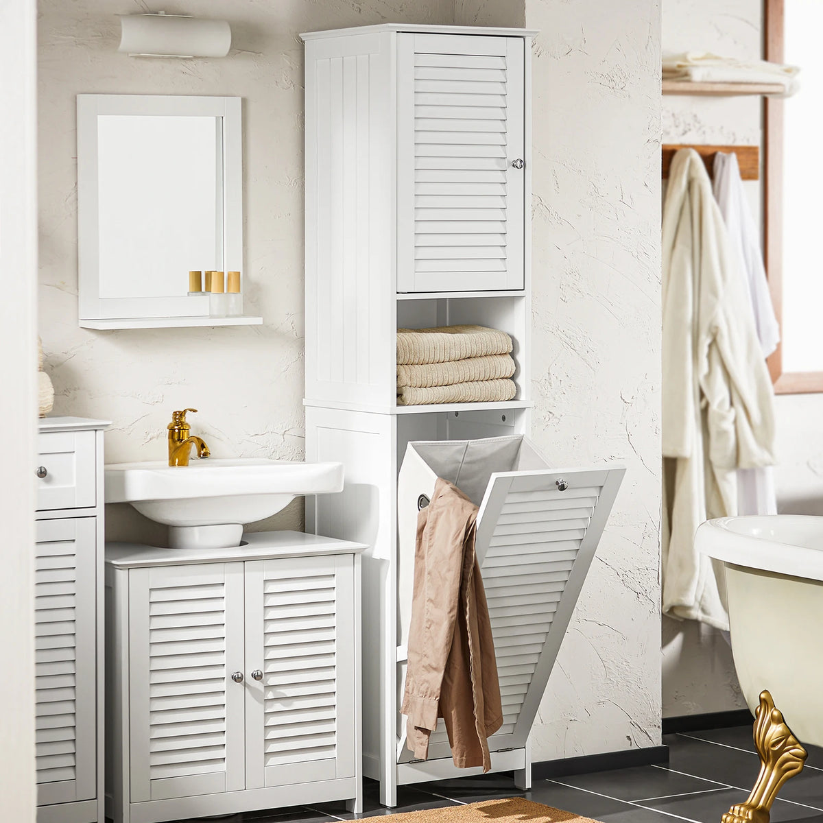Sobuy Bzr124 High Wardrobe Fold-Out Laundry Bag Bathroom