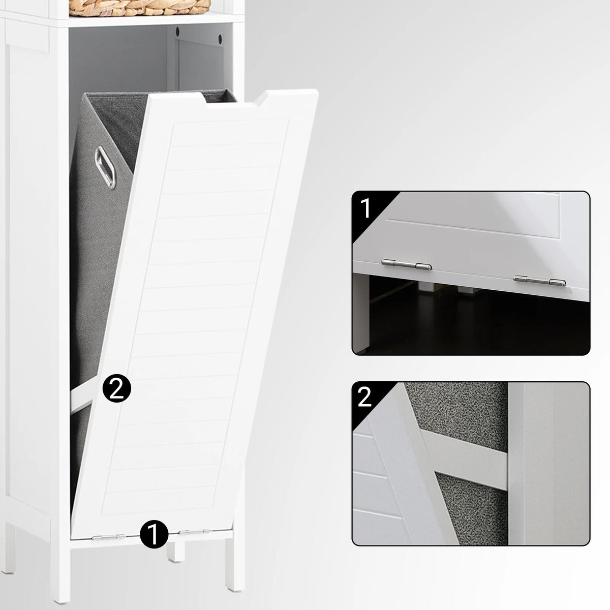 Sobuy Bzr123-W High Wardrobe Fold-Out Laundry Bag Bathroom