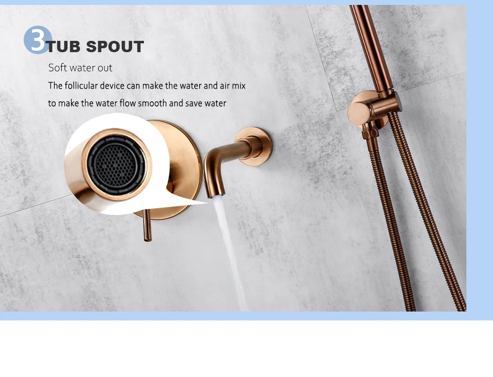 Bathroom Shower Faucet Brushed Rose Gold Smesiteli Brass