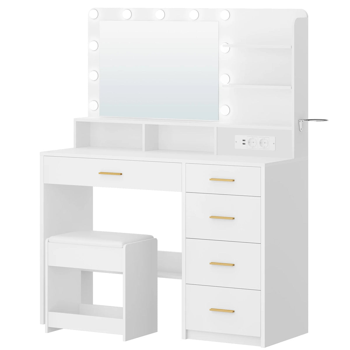 Hzuaneri Dressing Table 10 Led Lights Stool Vanity