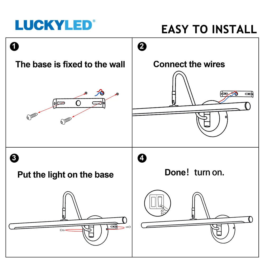Luckyled Led Wall Lamp 80cm 100cm Ac85-265v Bathroom