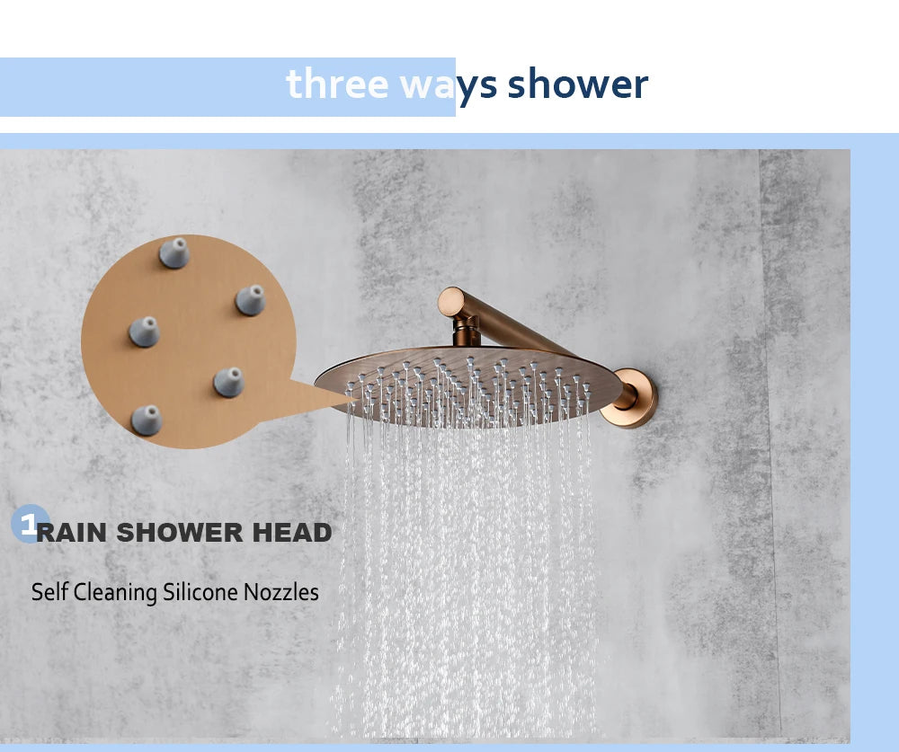 Bathroom Shower Faucet Brushed Rose Gold Smesiteli Brass