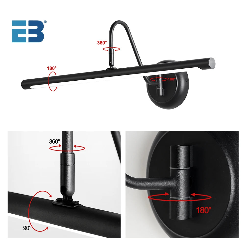 Ebuybest Led Wall Lamp Modern Black Bathroom Mirror