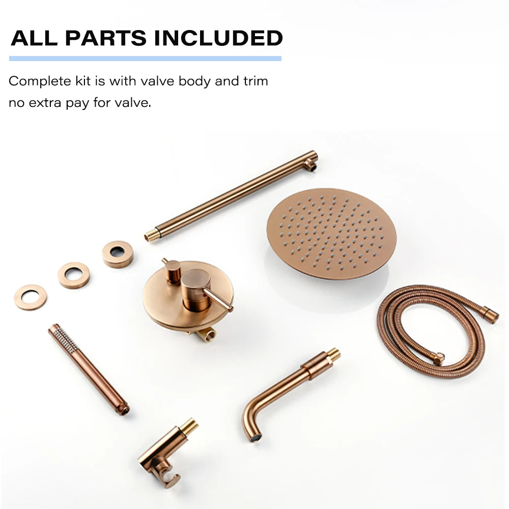 Bathroom Shower Faucet Brushed Rose Gold Smesiteli Brass