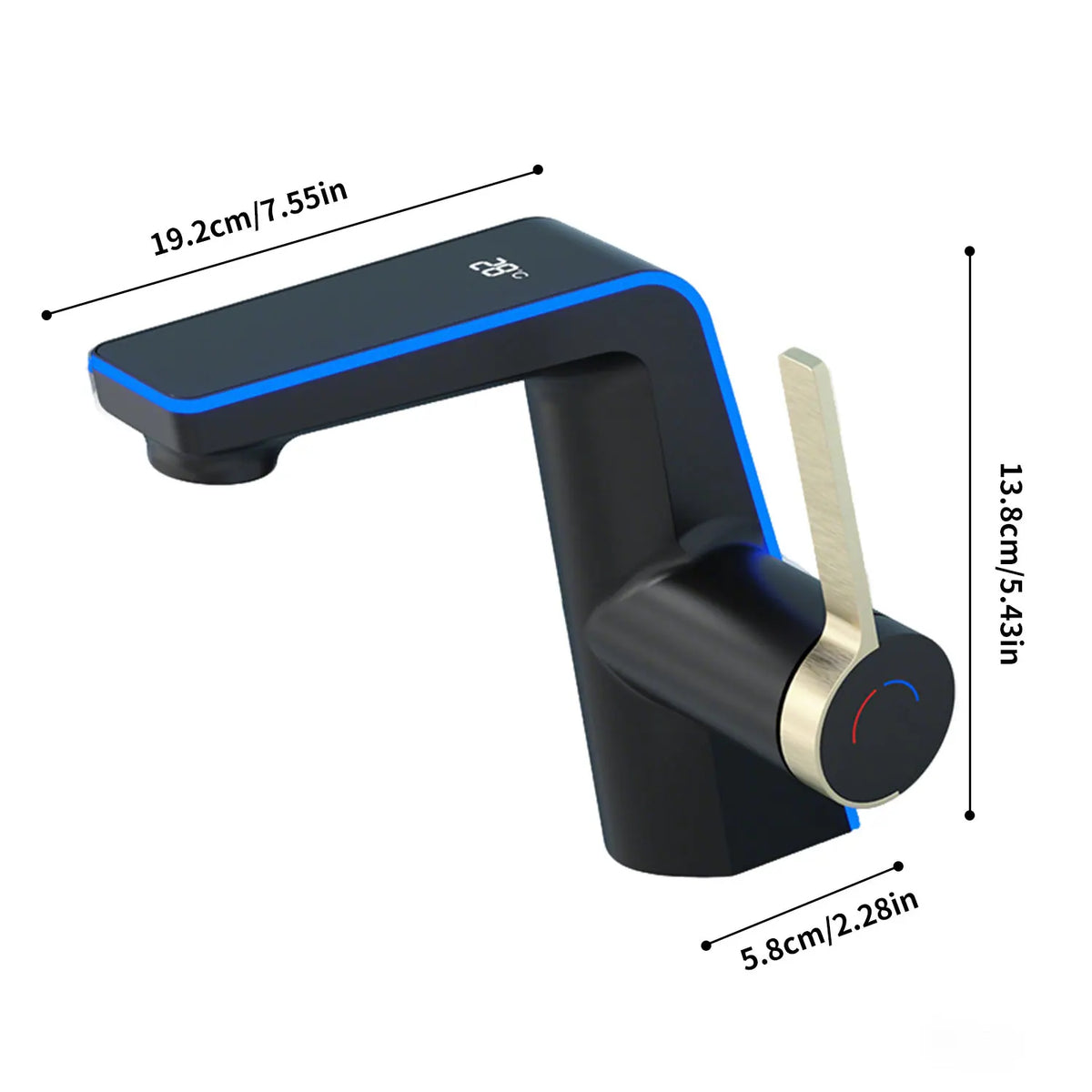 Bathroom Basin Faucet Led Digital Display Brass Dual