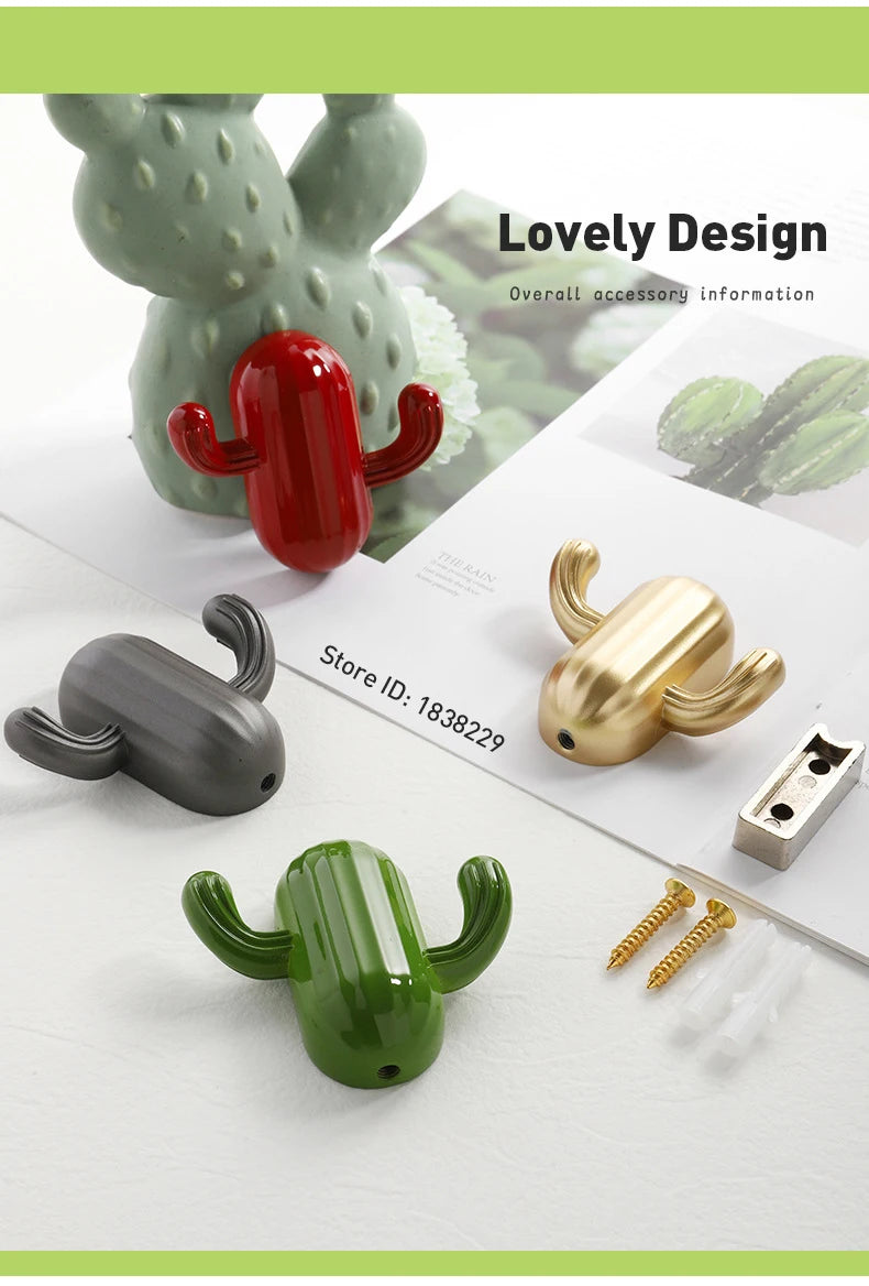 Kak Cartoon Cactus Cloth Hook Hangers Kids Room