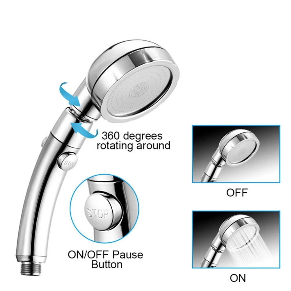 High Pressure Shower Head On/Off Pause Switch Modes