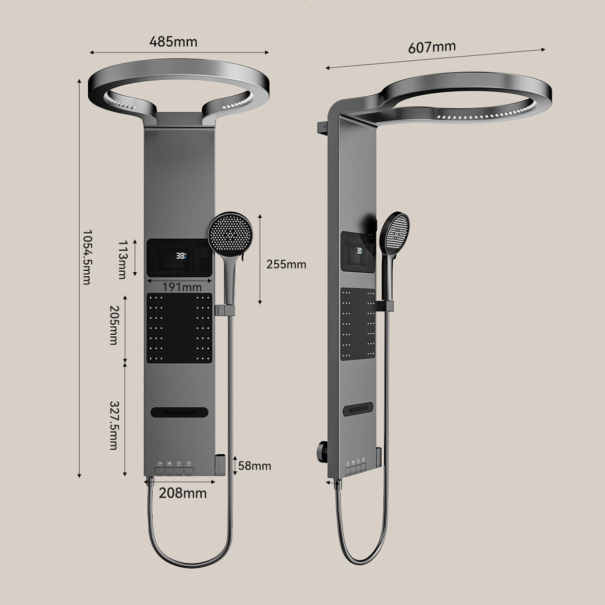 Led Shower Panel System Wall Mounted Rain &