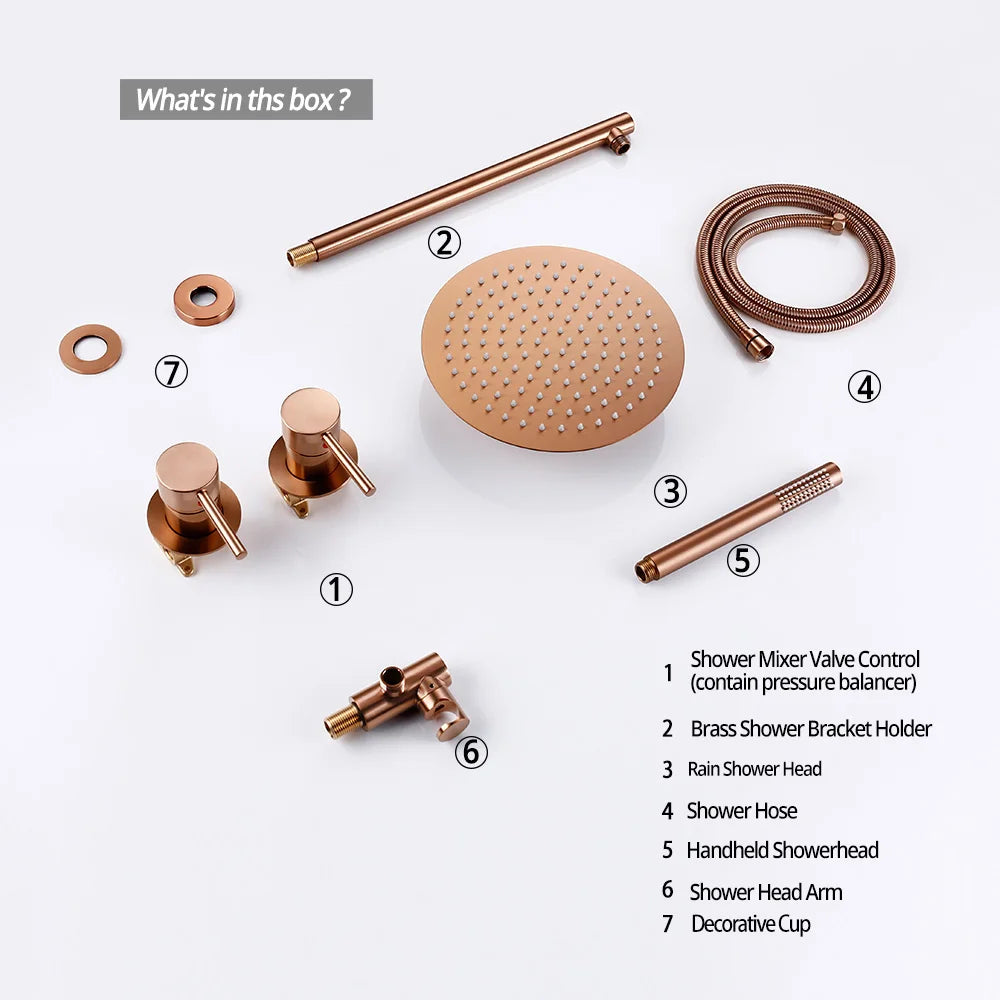 Rainfall Shower Rose Gold Wall Mounted Bathroom Shower