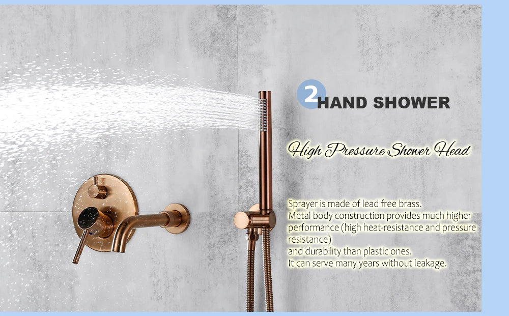 Bathroom Shower Faucet Brushed Rose Gold Smesiteli Brass