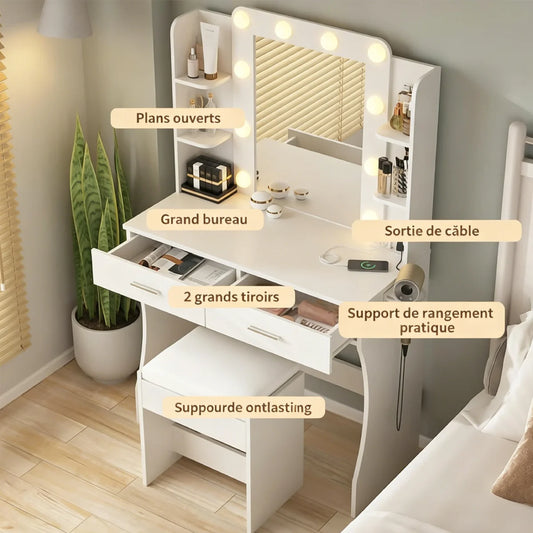 Mihtrov Level-Shelves Makeup Table Small Aparttment Adjustable