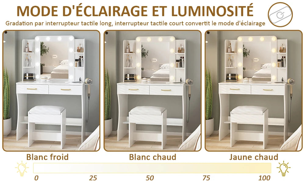 Mihtrov Level-Shelves Makeup Table Small Aparttment Adjustable