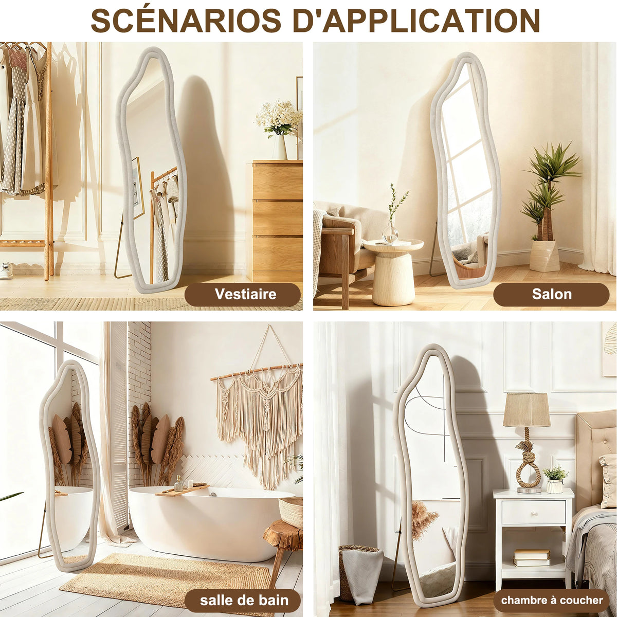 140 45 Cm Irregular Wavy Full Length Mirror